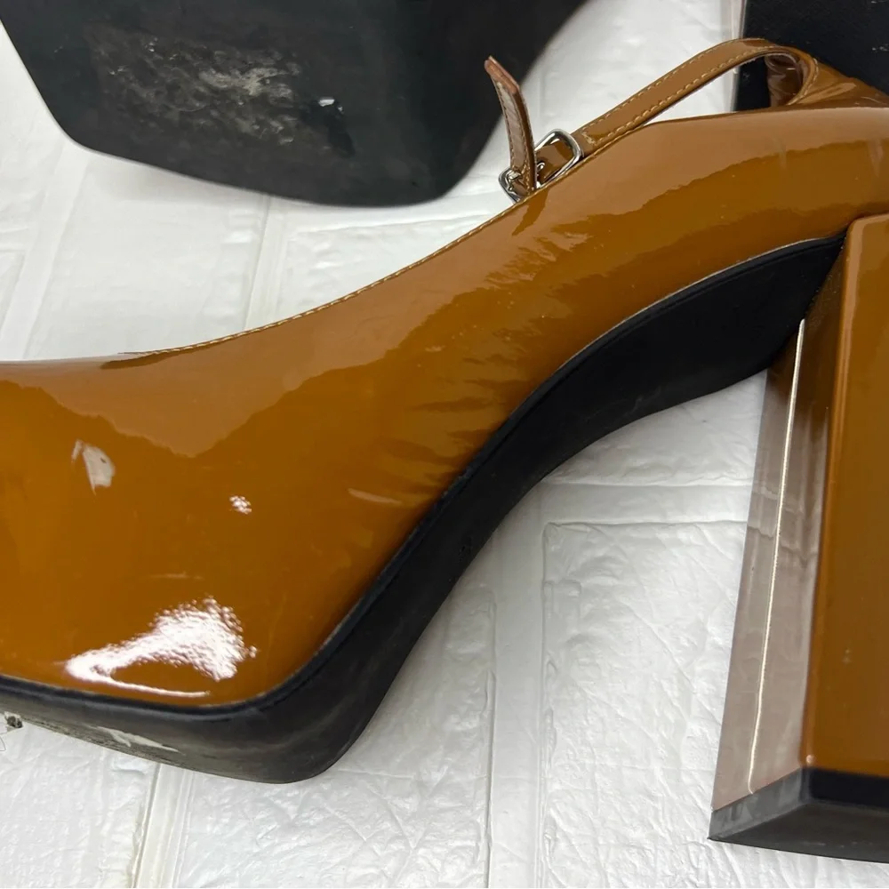 Jeffrey Campbell brown platforms size 8.5 chunky heels neutral minimalist glam - Picture 4 of 9